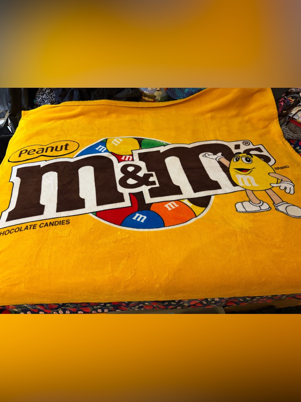 M&M'S Yellow Peanut Logo Fleece Throw Blanket